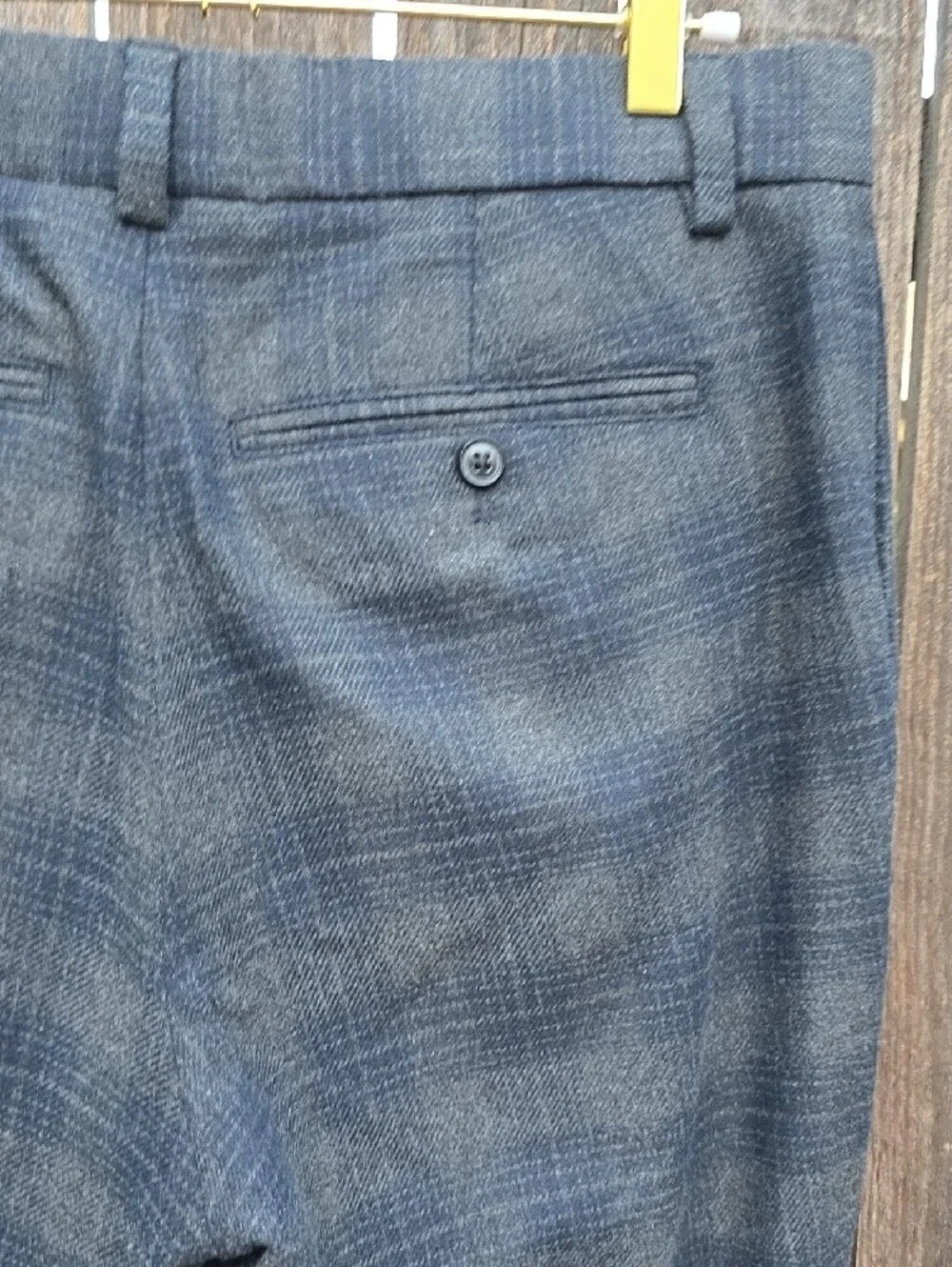 NOVA Fides Woven In Italy For Banana Republic Gray-Blue Plaid 40% Wool Pants